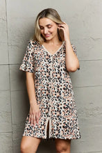 Leopard Print Short Sleeve Sleepwear Dress for Women Leopard Sleep Dresses