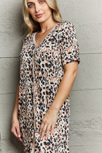 Leopard Print Short Sleeve Sleepwear Dress for Women