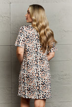 Leopard Print Short Sleeve Sleepwear Dress for Women