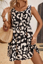 Leopard Print Sleeveless Summer Mini Dress Black Woman Casual Dress