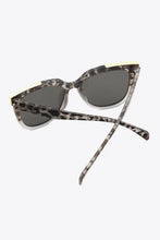 Leopard Print Square Frame Sunglasses with Gold Accent and Silver Lenses Sunglasses