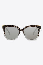 Leopard Print Square Frame Sunglasses with Gold Accent and Silver Lenses