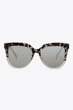 Leopard Print Square Frame Sunglasses with Gold Accent and Silver Lenses Sunglasses