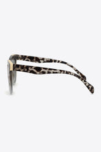 Leopard Print Square Frame Sunglasses with Gold Accent and Silver Lenses
