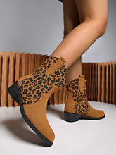 Leopard Print Suede Ankle Cowboy Boots for Women