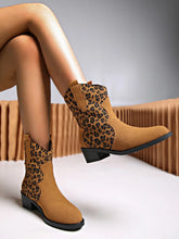 Leopard Print Suede Ankle Cowboy Boots for Women