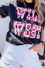 Leopard Print T-Shirt with Pink and White Lettering for Women Leopard