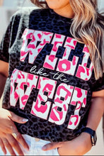 Leopard Print T-Shirt with Pink and White Lettering for Women