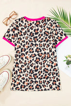 Leopard Print T Shirt with Pink Trim for Women