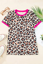 Leopard Print T Shirt with Pink Trim for Women