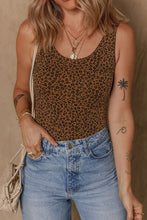 Leopard Print Tank Top Bodysuit for Women Leopard