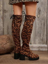 Leopard Print Thigh High Boots for Women High Heel Fashion Footwear
