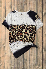 Leopard Print Tie Front Bow T-Shirt for Women Woman T Shirts