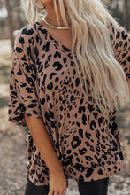 Leopard Print V-Neck Tunic Top with Pocket Leopard