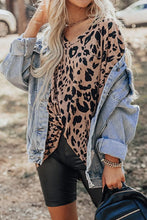 Leopard Print V-Neck Tunic Top with Pocket