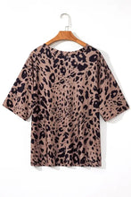 Leopard Print V-Neck Tunic Top with Pocket Woman T Shirts