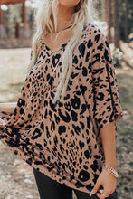 Leopard Print V-Neck Tunic Top with Pocket