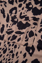 Leopard Print V-Neck Tunic Top with Pocket Woman T Shirts