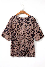 Leopard Print V-Neck Tunic Top with Pocket Woman T Shirts