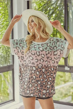 Leopard Printed Jersey Color Block Lounge Set for Women Woman T Shirts