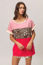 Leopard Printed Jersey Color Block T-Shirt for Women Woman T Shirts