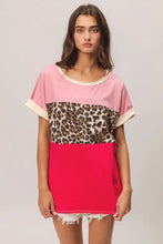 Leopard Printed Jersey Color Block T-Shirt for Women Woman T Shirts