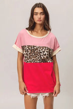 Leopard Printed Jersey Color Block T-Shirt for Women Woman T Shirts