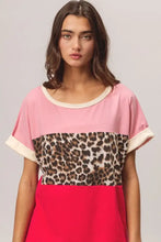 Leopard Printed Jersey Color Block T-Shirt for Women Woman T Shirts