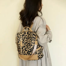 Leopard PU Leather Backpack Bag Camel One Size Backpacks
