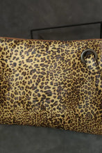 Leopard PU leather wristlet bag clutch with metallic hardware