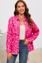 Leopard Raw Hem Jacket Hot Pink Woman Outerwear