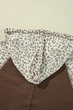 Leopard Ribbed Patchwork Drawstring Hoodie Woman Sweatshirts