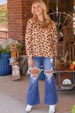 Leopard Round Neck Long Sleeve T-Shirt Woman T Shirts