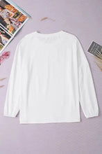 White leopard round neck long sleeve t-shirt for women