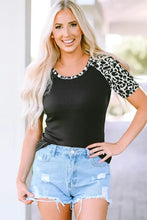 Leopard Round Neck Short Sleeve T-Shirt Woman T Shirts