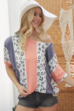 Leopard Stripe Printed French Terry Off Shoulder Tunic Top for Women Woman T Shirts