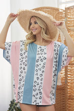 Leopard Stripe Printed French Terry Oversized Top for Women