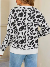 Leopard tie-front cardigan in black and white knit texture