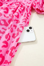 Leopard Tie Front Puff Sleeve Dress Casual Dresses