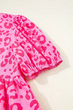 Leopard Tie Front Puff Sleeve Dress Casual Dresses