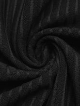 Black ribbed knit bodysuit with subtle vertical pinstripes featuring leopard trim ribbed design