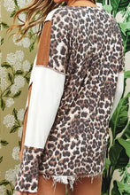 Leopard V-Ausschnitt Bluse mit überschnittenen Schultern Damenblusen