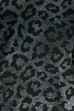 Dark gray leopard print long sleeve V-neck T-shirt fabric