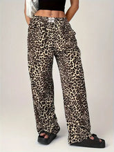 Leopard Wide Leg Pants with Pockets Woman Pants