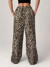 Leopard Wide Leg Pants with Pockets Woman Pants