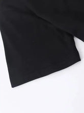 Black shamrocked round neck t-shirt fabric with clean hem