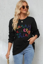 Letter Graphic Dropped Shoulder Sweatshirt Black Woman Sweatshirts