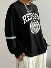 Letter graphic round neck long sleeve sweatshirt with white print