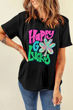 Letter Graphic Round Neck T-Shirt Woman T Shirts