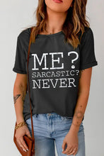 Dark gray letter graphic round neck t-shirt with rolled sleeves